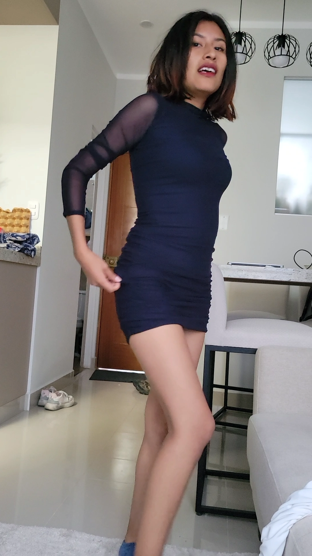 Sheer Semi Transparent Black Bodycon Dress